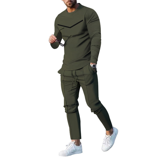 Herren Sportliches Freizeit-Set mit atmungsaktivem Langarmshirt und bequemen Jogginghosen R&B