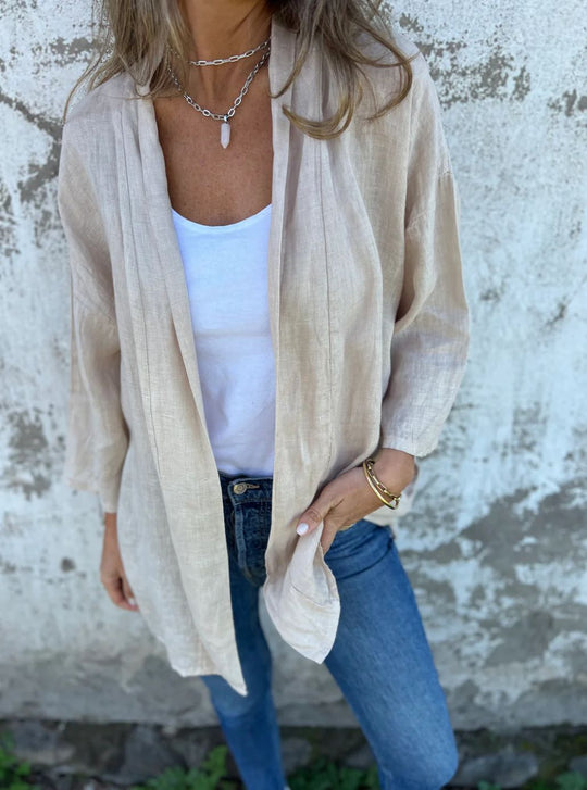 Damen lässige Sommerjacke aus leichtem Leinen R&B