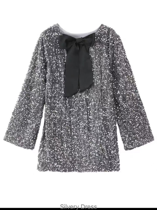 Damen Glamouröses Mini-Kleid mit glitzernden Pailletten und eleganten Puffärmeln R&B