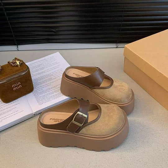 Damen Plateau Clogs mit modischem Schnallen-Design und wärmendem Innenfutter R&B