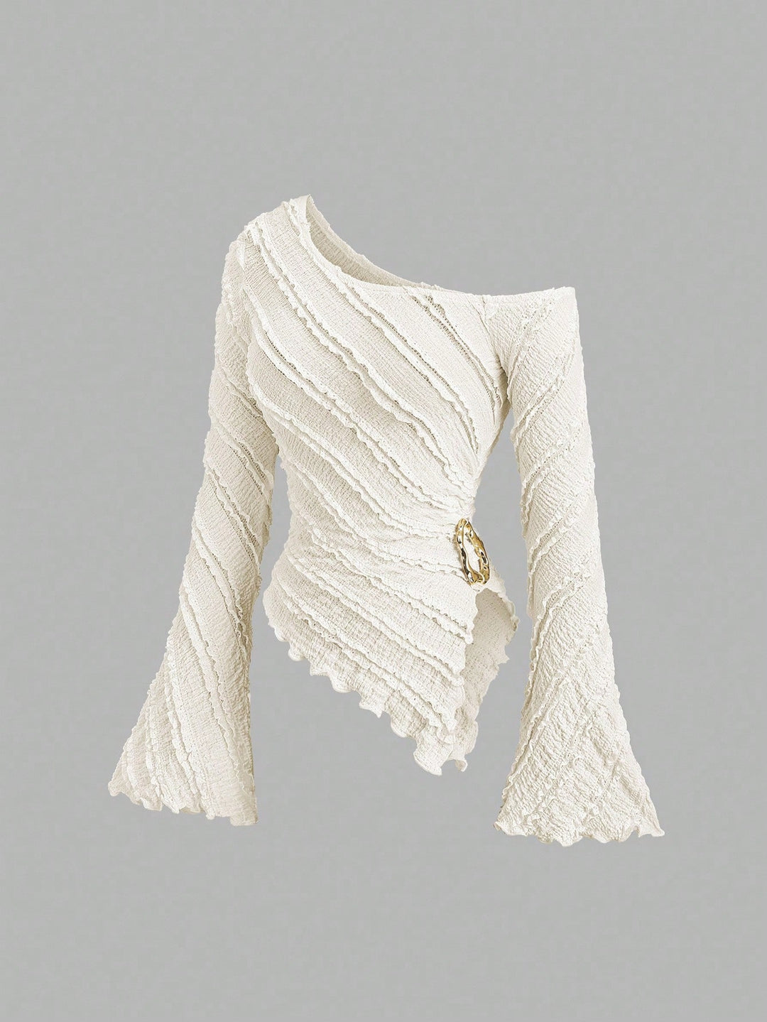 Damen asymmetrisches Oberteil mit strukturiertem Design und Wickelverschluss R&B