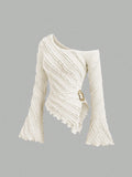 Damen asymmetrisches Oberteil mit strukturiertem Design und Wickelverschluss R&B