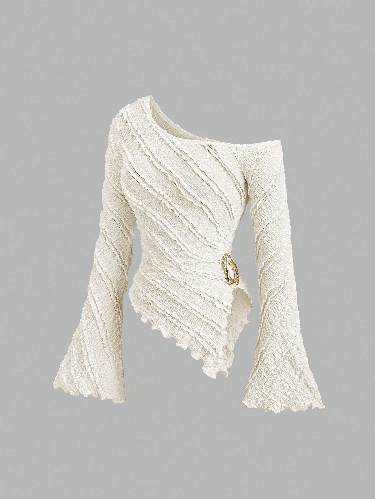 Damen asymmetrisches Oberteil mit strukturiertem Design und Wickelverschluss R&B