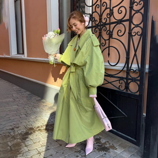 Damen Oversized Trenchcoat mit voluminösen Ärmeln R&B
