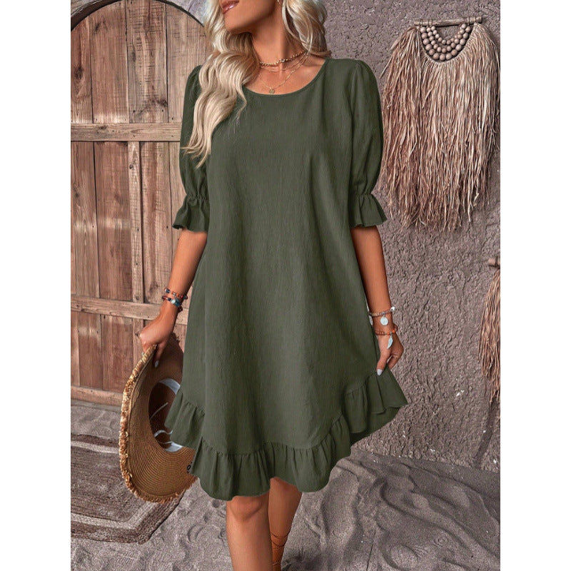Damen Sommerliches Freizeitkleid mit Rüschendetails und lockerem Schnitt R&B