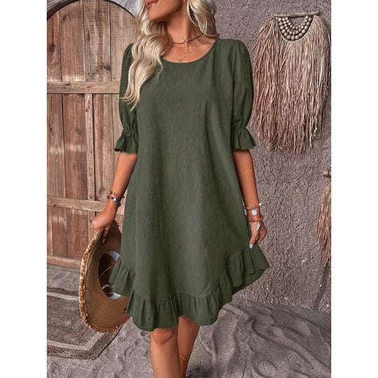 Damen Sommerliches Freizeitkleid mit Rüschendetails und lockerem Schnitt R&B