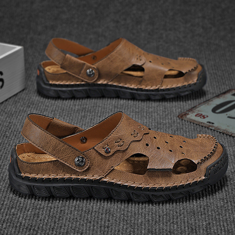Damen Sommerliche offene Ledersandalen mit atmungsaktiver Oberstruktur R&B