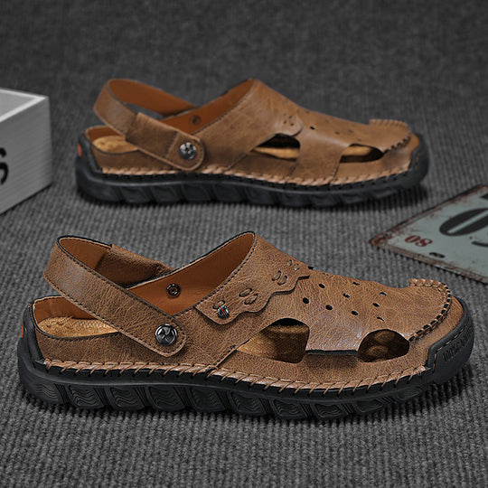 Damen Sommerliche offene Ledersandalen mit atmungsaktiver Oberstruktur R&B