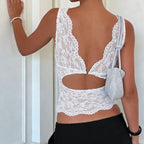 Damen Spitzen-Camisole mit tiefem V-Ausschnitt und eleganter Spitze R&B
