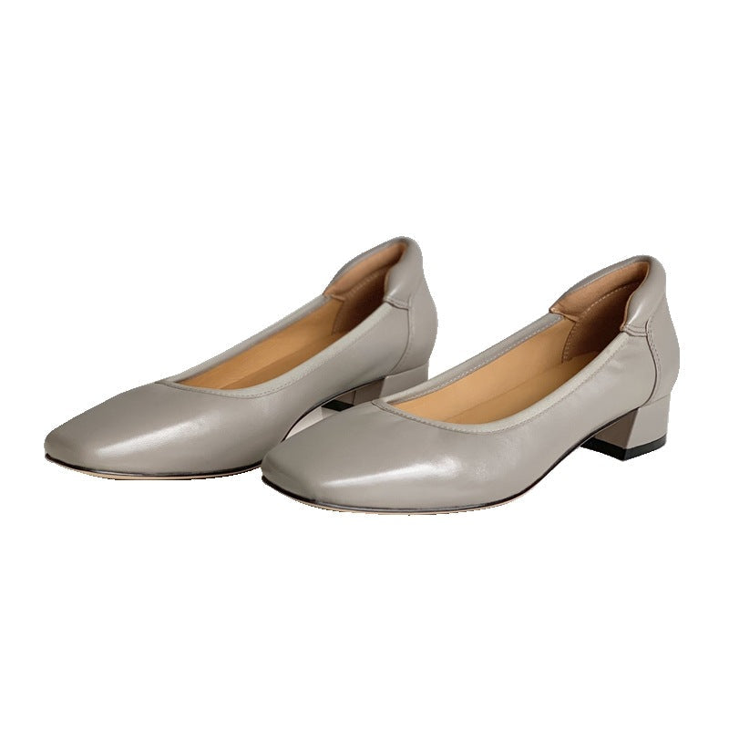 Damen Elegante Blockabsatz-Ballerinas mit geschmeidiger Oberfläche