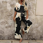 Damen Eleganter Jumpsuit mit floralen Mustern und weitem Bein R&B