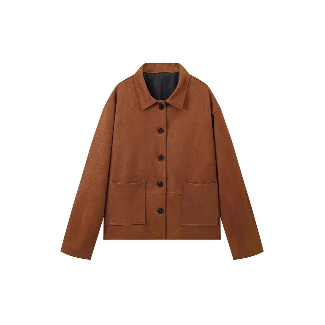 Damen Suede-Jacke mit modernem Schnitt und praktischen Taschen R&B