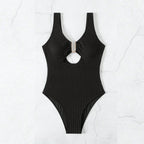 Damen Einteiler Badeanzug mit modischen Cut-Outs und elegantem Ringdetail