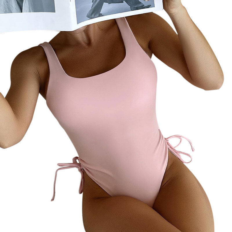 Damen Einteiler Badeanzug mit seitlichen Schnürungen R&B