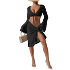 Damen gehäkelter Strandüberwurf mit eleganten Schlagärmel R&B
