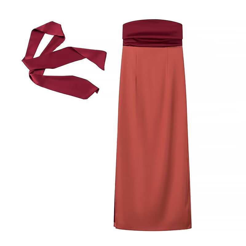 Damen Maxikleid mit schickem Taillenausschnitt und fließendem Design R&B