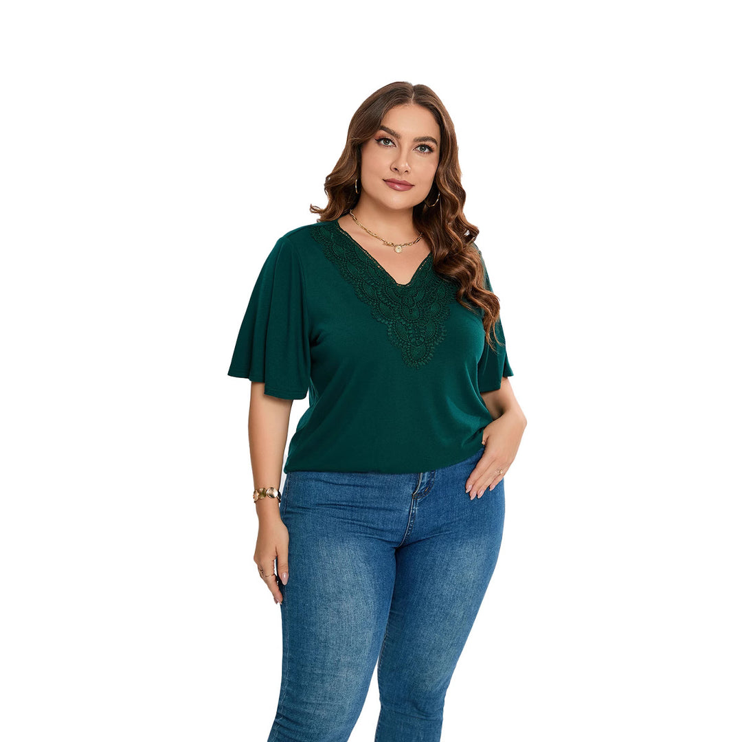Damen Blusenshirt mit eleganter Lochstickerei und weit geschnittenen Ärmeln R&B