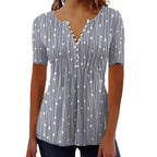 Damen Blusenshirt mit modischem Punkte-Design und eleganter Knopfleiste R&B