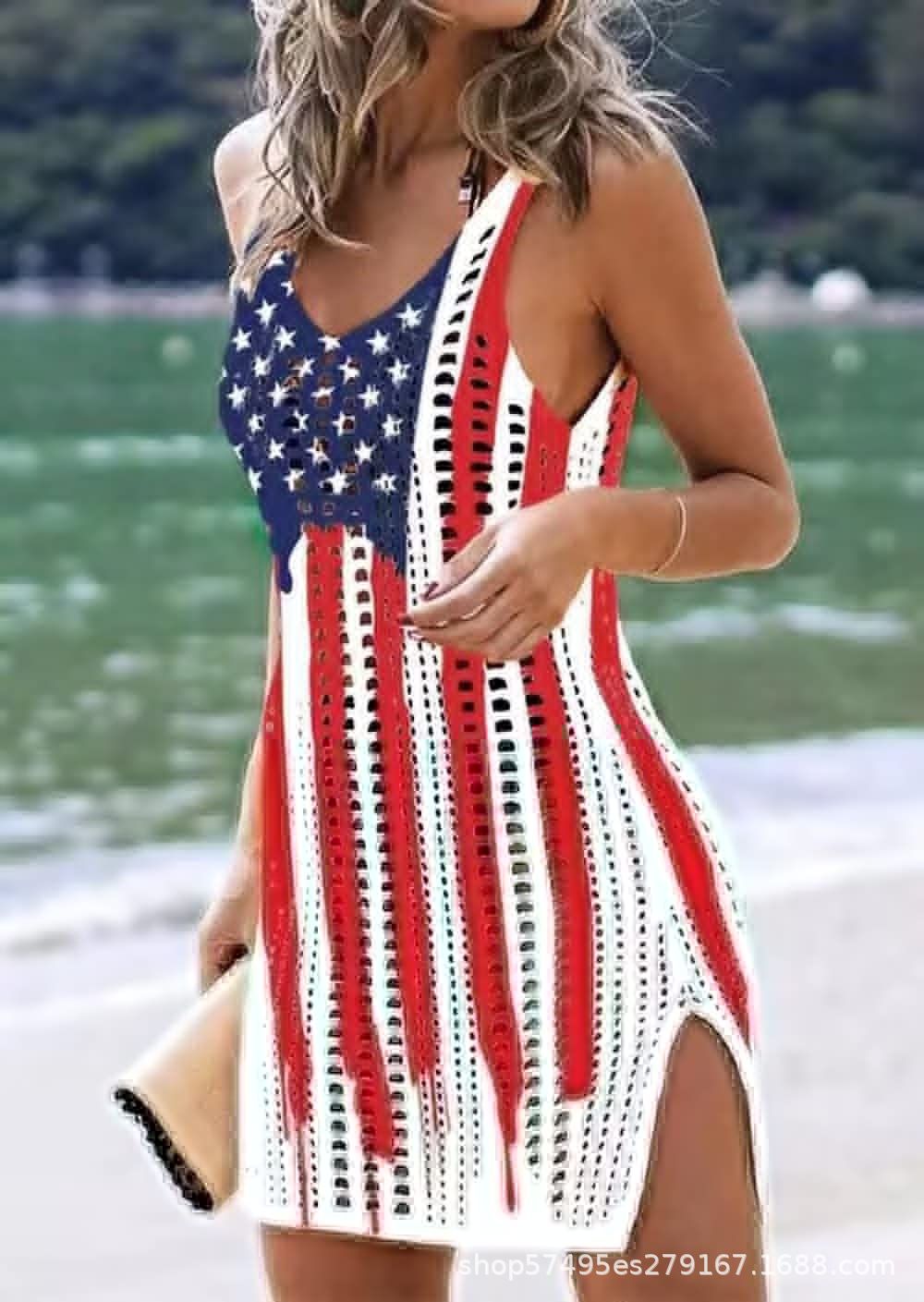 Damen figurbetontes Häkelkleid mit Seitenschlitzen R&B