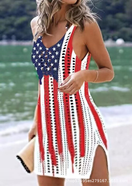 Damen figurbetontes Häkelkleid mit Seitenschlitzen R&B