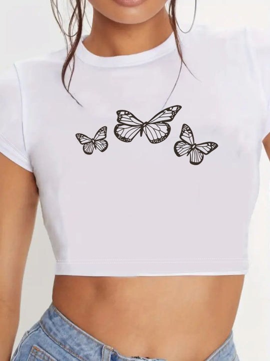 Damen Crop-Top mit innovativem Spinnen-Netz-Design R&B