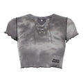 Damen cropped Oberteil mit modischem Schnürdesign und lässigem Saum R&B