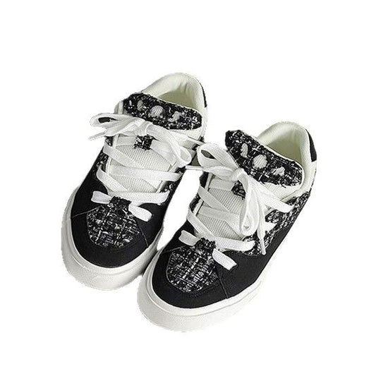 Damen Sneakers mit modischem Tweed-Design und übergroßen Schnürsenkeln R&B