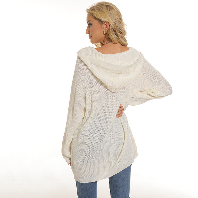 Damen lässiger Strickpullover mit einzigartigem Schnürdesign und lockerer Passform R&B
