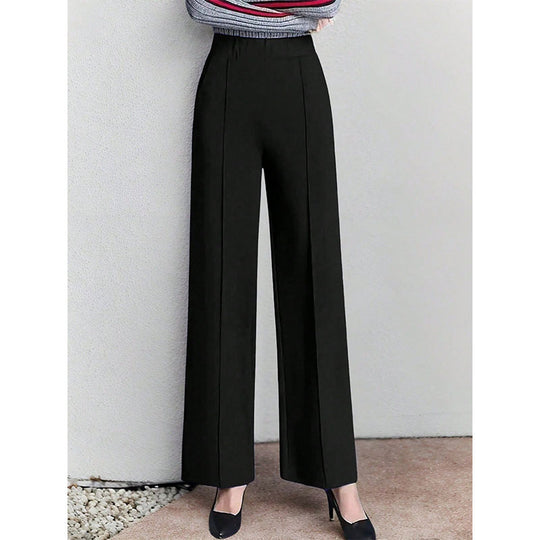 Damen Weite High-Waist Stoffhose mit eleganten Falten R&B