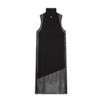 Damen Langarm Kleid aus transparentem Mesh-Material mit Stehkragen R&B