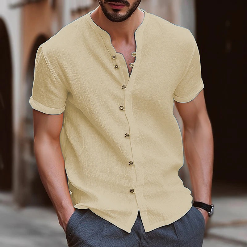 Herren lässiges Kurzarmhemd mit Knopfdetails R&B