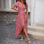 Damen Wickelkleid mit floralem Design und feinem V-Ausschnitt R&B