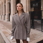 Damen Eleganter Karoblazer mit doppelter Knopfleiste R&B