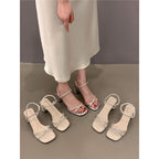 Damen elegante Sandalen mit funkelnden Riemchen und modischem Blockabsatz R&B
