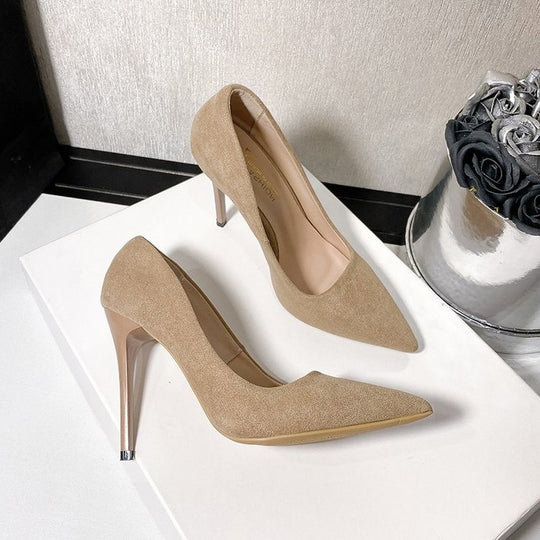 Damen elegante spitze Pumps mit feinem Veloursleder R&B
