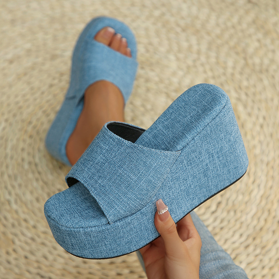 Damen Wedge-Pantoletten mit transparentem Obermaterial und komfortabler Sohle R&B