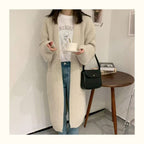 Damen Langer Strick-Cardigan mit tiefen Taschen und luftiger Passform