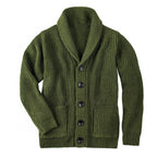 Damen Grobstrick Pulloverjacke mit elegantem Schalkragen und knöpfen R&B