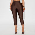 Damen Figurbetonte Capri-Leggings mit Hochbund und luxuriösem Glanz R&B