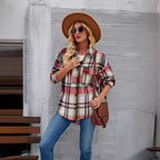 Damen Karottenjacke im lässigen Oversized-Stil mit kontrastierenden Karomustern R&B