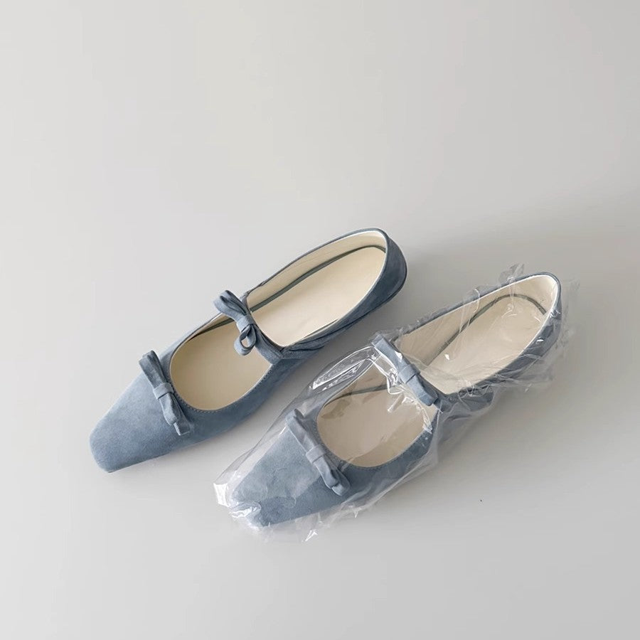 Damen Ballerina-Schuhe mit luxuriösem Schleifenakzent und spitz zulaufendem Design R&B