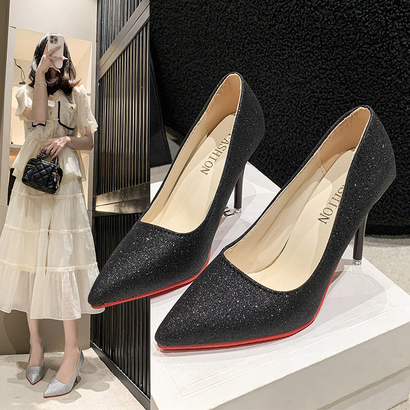 Damen Glitzernde High Heels mit elegantem spitzem Design und rutschfestem Fußbett R&B