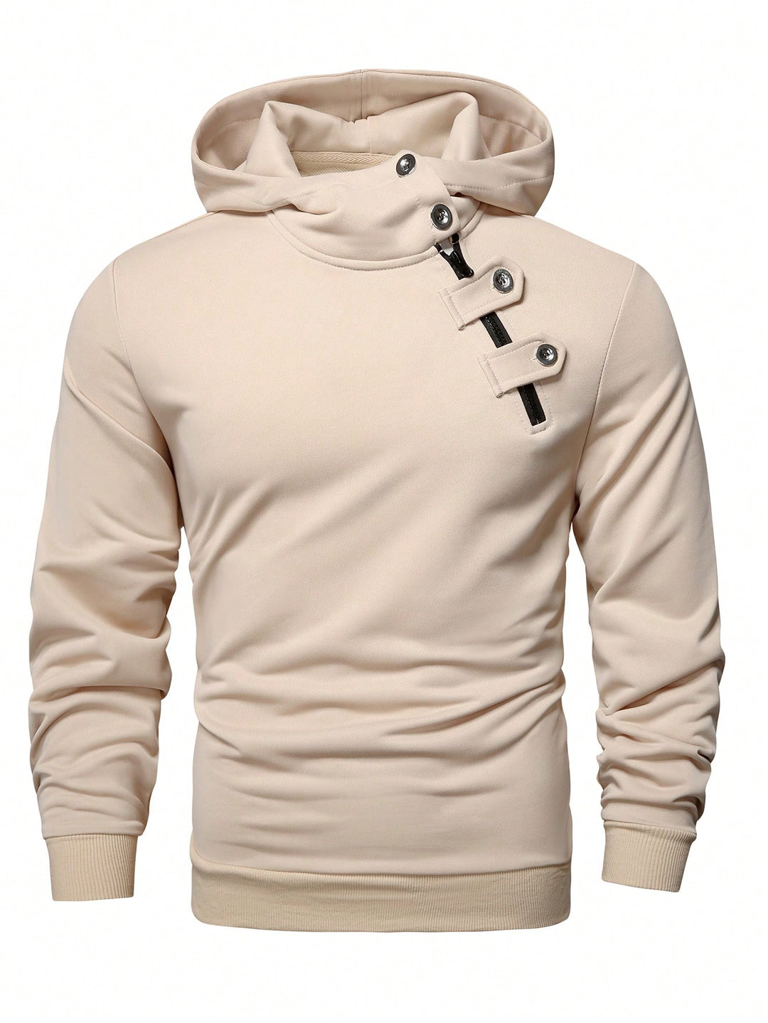 Herren Hoodie mit innovativem Kragen und praktischer Taschenlösung R&B