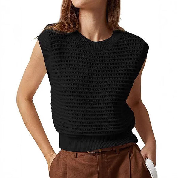 Damen Strickoberteil mit luftiger Struktur und weitem Kragen R&B