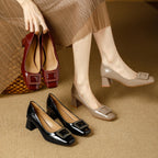 Damen Komfortable Pumps mit stylischem quadratischem Schmuckelement