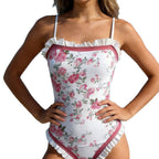 Damen Eleganter einteiliger Badeanzug mit Rüschen R&B