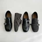 Damen modische Mokassins mit doppeltem Schnallenverschluss und stilvollem perforiertem Design R&B