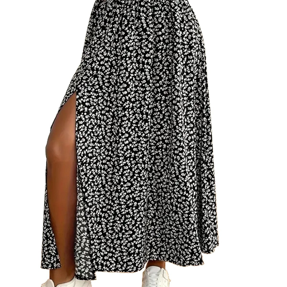 Damen Maxirock mit floralem Muster und seitlichem Schlitz R&B