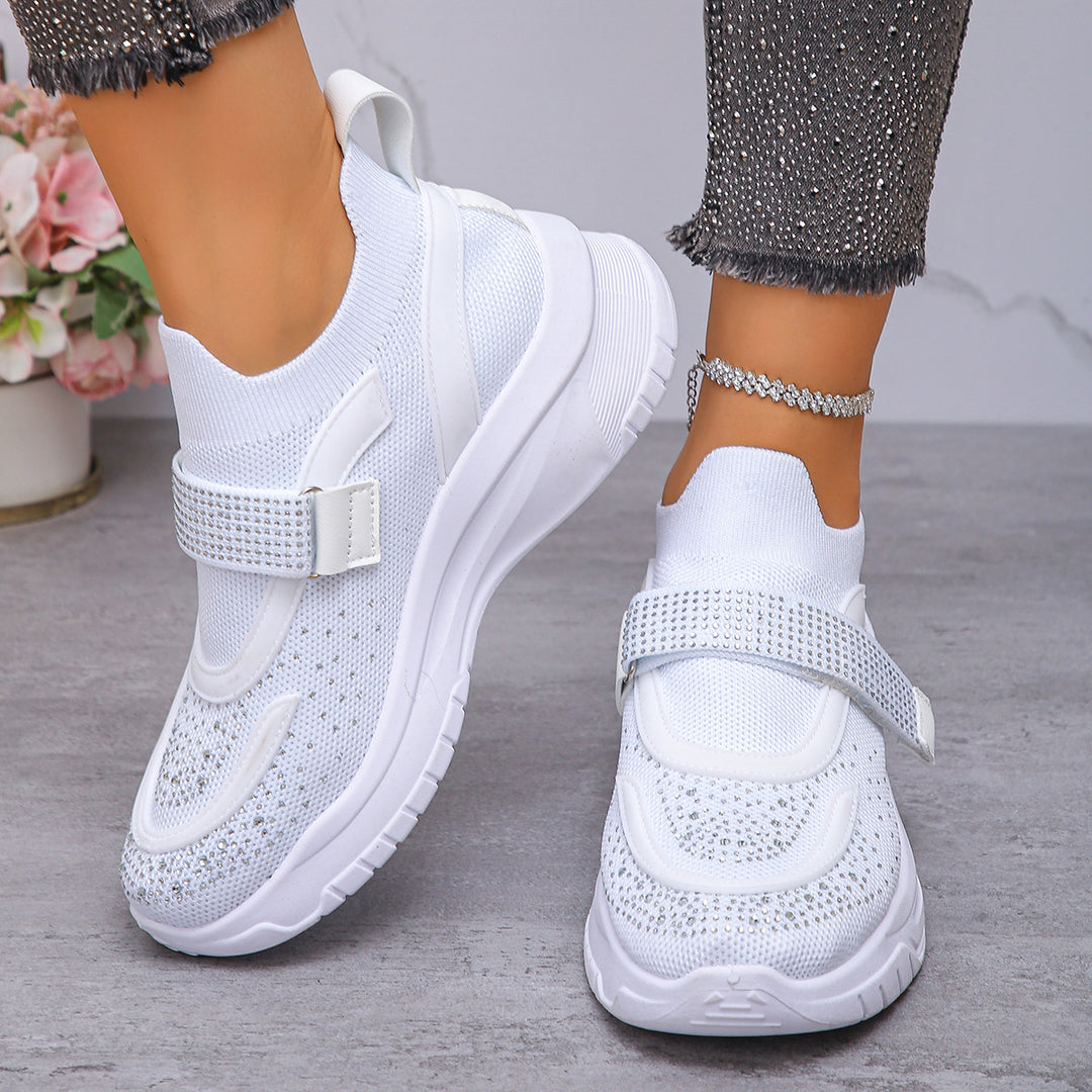 Damen Sportliche Sneakers mit Glitzer-Applikationen R&B