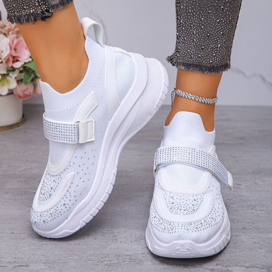 Damen Sportliche Sneakers mit Glitzer-Applikationen R&B